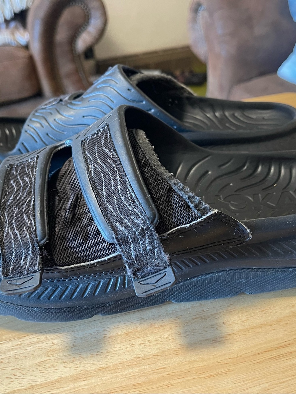 HOKA ONE Ora Luxe  Black Sandals Recovery Slides